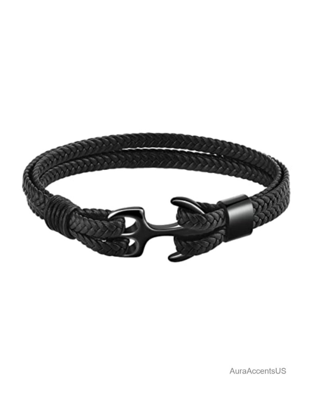 Handmade Cowhide Leather Wrap Bracelet Vintage Anchor Cuff for Men Women Couples